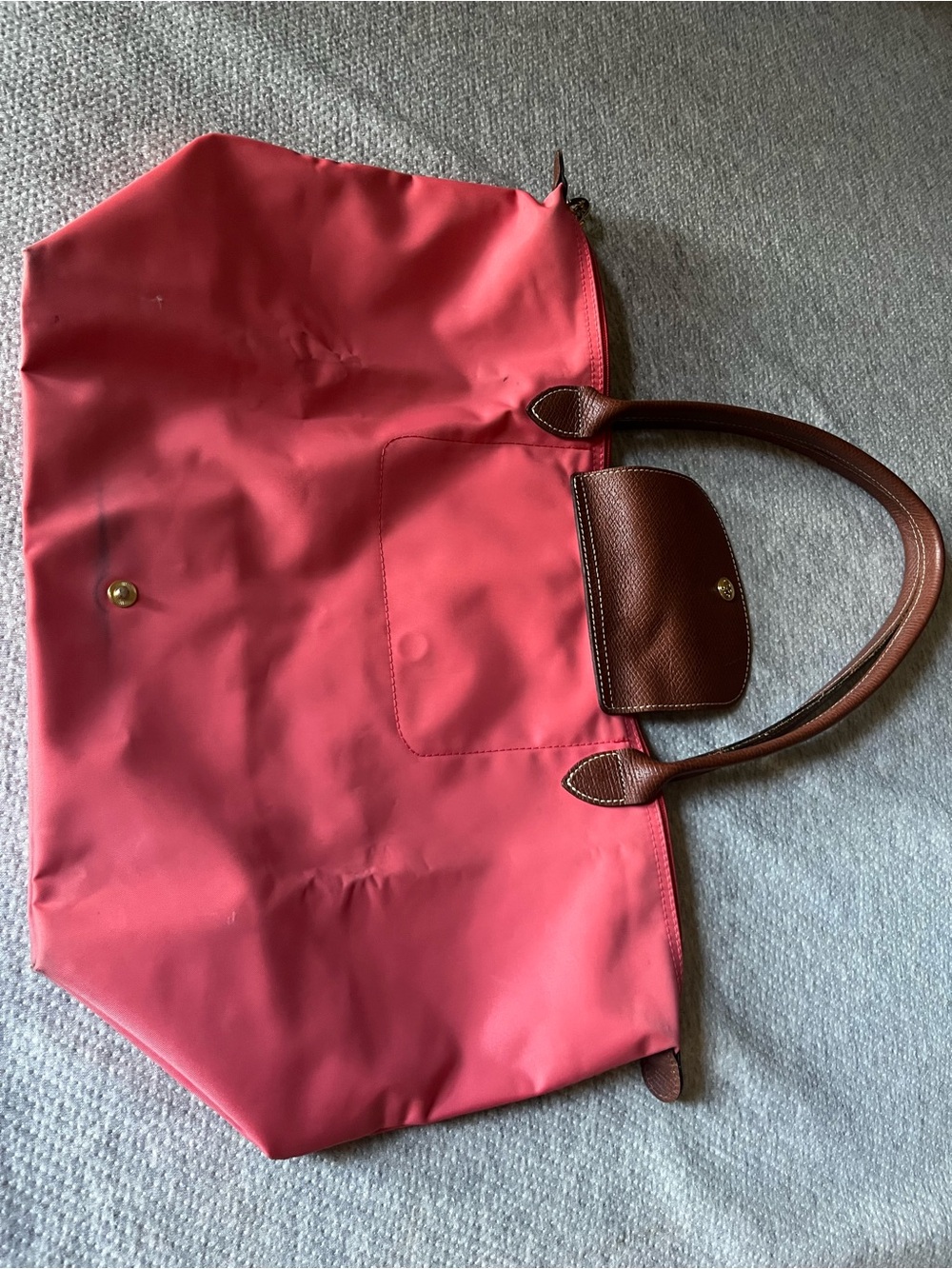 Longchamp Pink Tote with Eiffel Tower Print and Brown Handles - Picture 2 of 5